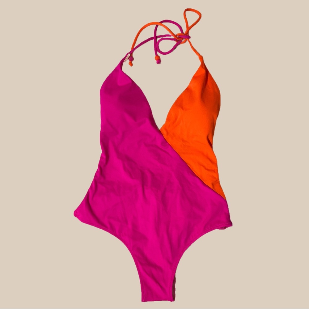 Victoria's Secret Pink and Orange One Piece Swimsuit
